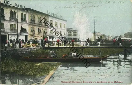 Ecuador - Guayaquil - Ejercicio de bomberos en el Malecon - Verlag Marin & Martinez y Foto: Grau