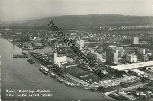 Basel - Luftaufnahme - Kleinhüninger Rheinhafen - Foto-AK 60er Jahre - Verlag Photoglob-Wehrli Zürich