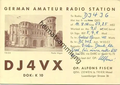 QSL - Funkkarte - DJ4VX - Trier - 1959