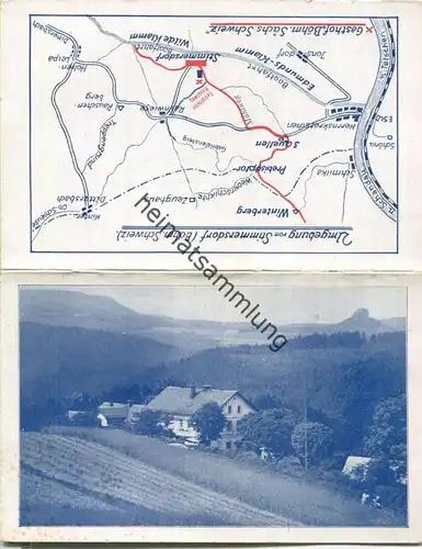 Stimmersdorf - Mezna - Gasthof und Pension Böhmisch-Sächsische Schweiz - Werbedoppelkarte - Verlag Albert Koch Odrau