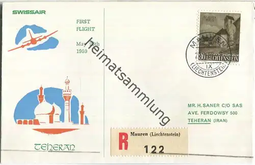 Swissair - First Flight - Mauren-Teheran 1959