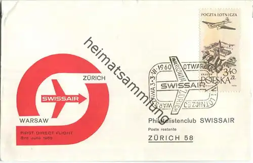 Swissair - First Direct Flight - Warsaw-Zürich 1960