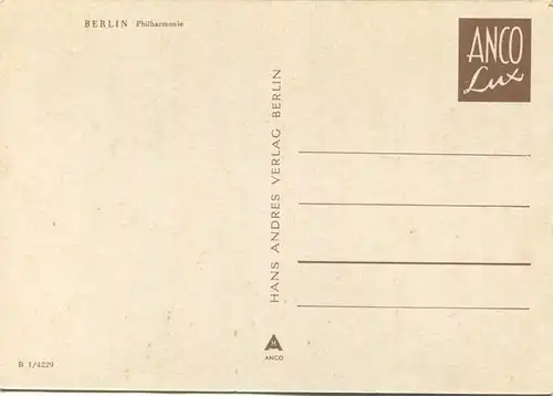 Berlin - Philharmonie - AK Grossformat - Verlag Hans Andres Berlin