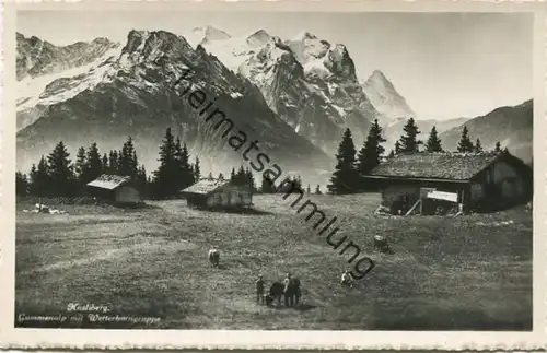 Hasliberg - Gummenalp mit Wetterhorngruppe - Foto-AK - Verlag Goetz Luzern gel. 1953