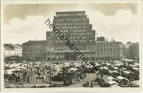 Oslo - Youngstorvet - Folketeatret - Foto-Ansichtskarte - Enerett S. Gran 40er Jahre