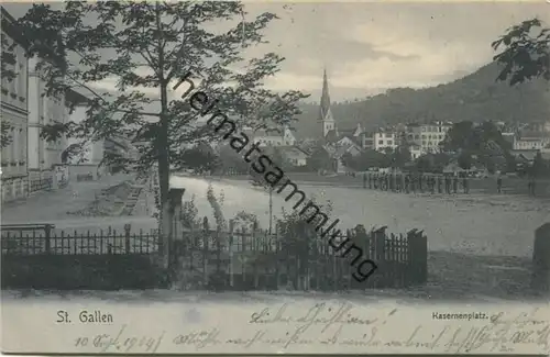 St. Gallen - Kasernenplatz - Verlag L. Kirschner-Engler St. Gallen gel. 1904