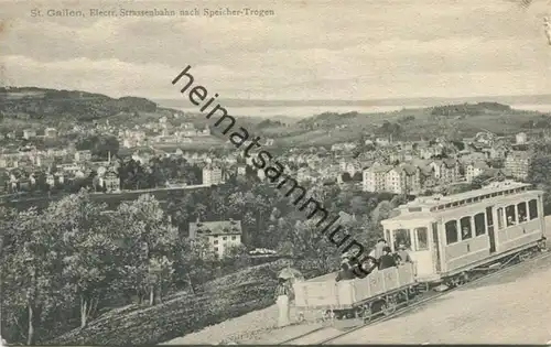St. Gallen - Electrische Strassenbahn nach Speicher-Trogen - Verlag Gebr. Metz Basel gel. 1907