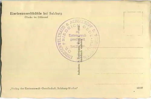 Eisriesenwelthöhle bei Salzburg - Glocke im Odinsaal - Verlag P. Ledermann Wien 1930