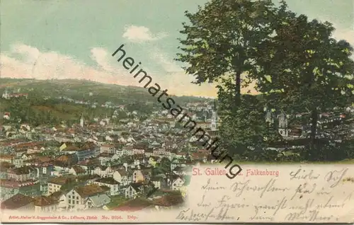 St. Gallen von der Falkenburg - Editeurs H. Guggenheim & Co. Zürich gel. 1903