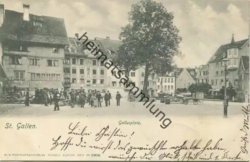 St. Gallen - Gallusplatz - Postkartenverlag Künzli Zürich gel. 1902