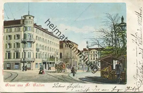 Gruss aus St. Gallen - Hotel Hecht - Editeurs H. Guggenheim & Co. Zürich gel. 1901