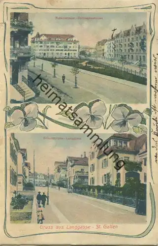 St. Gallen - Notkerstrasse und Colloseumstrasse - Langgasse - Verlag Angehrn-Hauser Langgasse gel. 1911