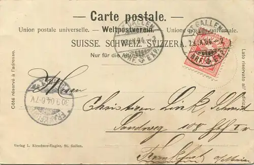 St. Gallen - Eisenbahnbrücke über die Sitter bei St. Gallen - Verlag L. Kirschner-Engler St. Gallen gel. 1904