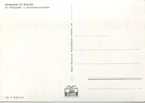 St. Gallen - Hochschule für Wirtschafts- und Sozialwissenschaften - Flugaufnahme - Foto-AK Grossformat - Verlag Foto-Gro