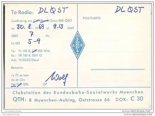 QSL - Funkkarte - DL0ME - München-Aubing - 1969