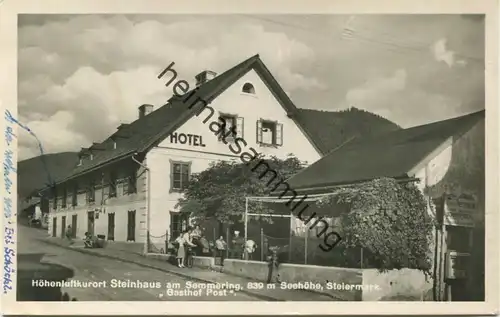 Steinhaus am Semmering - Gasthof Post - Foto-AK - Verlag P. Ledermann Wien - gel. 1950