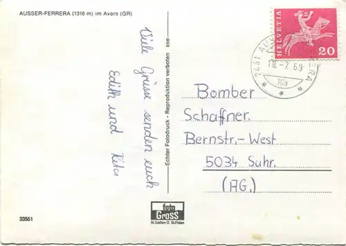 Ausserferrera - Foto-AK Grossformat - Verlag Foto-Gross St. Gallen gel. 1969