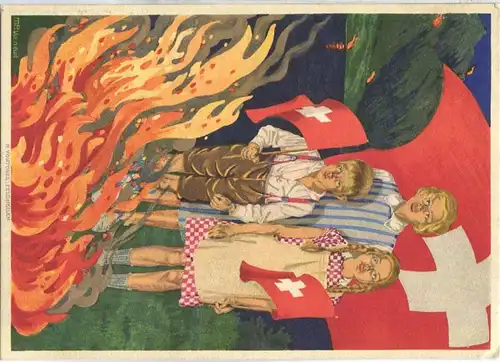 Bundesfeier-Postkarte 1930 - 40 Cts - Für bedürftige Schweizerschulen im Ausland gelaufen am 31. Juli 1930