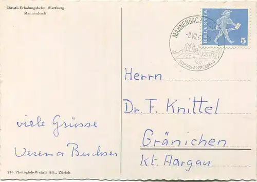 Mannenbach - Christliches Erholungsheim Wartburg - AK Grossformat - Verlag Photoglob-Wehrli Zürich gel. 1963