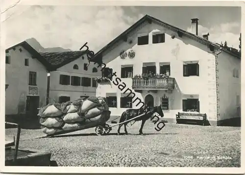 Scuol - Schuls - Dorfpartie mit Pferdefuhrwerk - Foto-AK Grossformat - Verlag Feuerstein Schuls gel. 1952