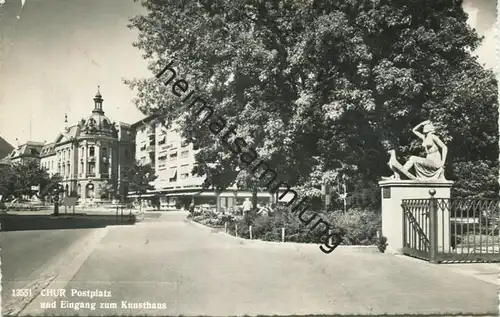 Chur - Postplatz und Eingang zum Kunsthaus - Foto-AK - Verlag Foto-Gross St. Gallen - gel. 1959