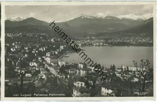 Lugano - Paradiso - Panorama - Foto-Ansichtskarte - Edit. Ditta G. Mayr Lugano 20er Jahre