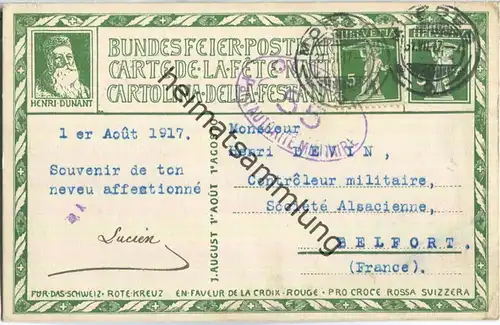 Bundesfeier-Postkarte 1917 - 5 Cts Boscovits Wohltätigkeit - Zugunsten des Schweizerischen Roten Kreuzes