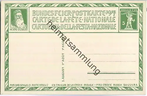 Bundesfeier-Postkarte 1917 - 5 Cts Cardinaux Barmherziger Samariter - Zugunsten des Schweizerischen Roten Kreuzes