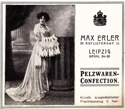 12 x Original-Werbung/ Anzeige 1907 bis 1917 - PELZE MAX ERLER - LEIPZIG - ca. je 90 x 75 mm