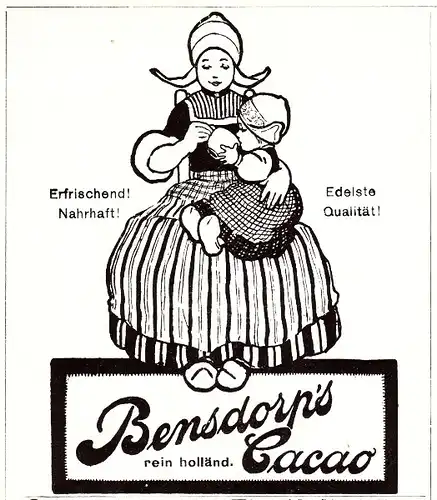 Original-Werbung/ Anzeige 1907 - BENSDORP''''''''''''''''S REINER HOLLÄNDISCHER CACAO - ca. 90 x 110 mm