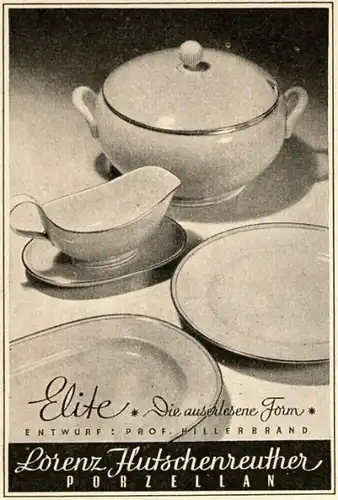 10 x Original-Werbung/ Anzeige 1935 bis 1970 - HUTSCHENREUTHER PORZELLAN - UNTERSCHIEDLICHE GRÖSSEN