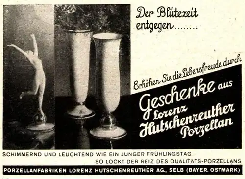 10 x Original-Werbung/ Anzeige 1935 bis 1969 - HUTSCHENREUTHER PORZELLAN - UNTERSCHIEDLICHE GRÖSSEN