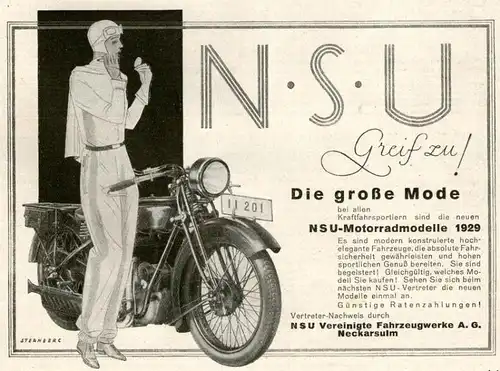 10 x Original-Werbung/ Anzeige 1902 bis 1941 - NSU MOTORRÄDER - NECKARSULM - Größe unterschiedlich