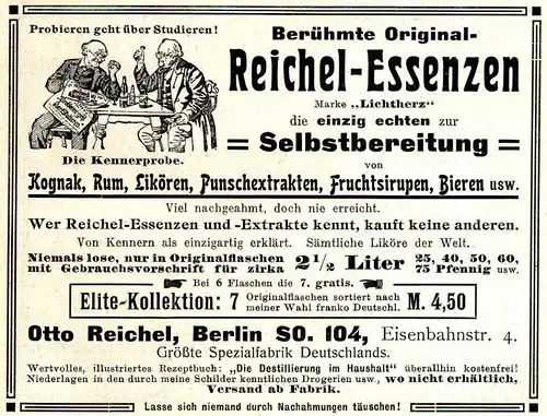 10 x Original-Werbung/ Anzeige 1901 bis 1912 - OTTO REICHEL / BERLIN - Größe unterschiedlich / BREITE MEIST 45 mm