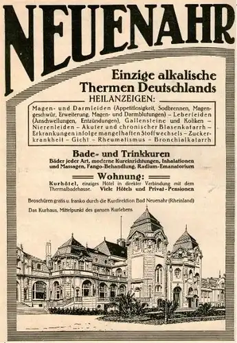 Original-Werbung/ ganzseitige Anzeige 1912 - BAD NEUENAHR -  ca 180 X 250 mm