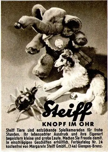 Original-Werbung/ Anzeige 1961 - STEIFF - KNOPF IM OHR / GIENGEN AN DER BRENZ - ca. 60 x 80 mm