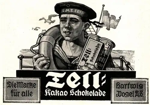 10 x Original-Werbung/ Anzeige 1909 bis 1924 - TELL SCHOKOLADE / KAKAO - UNTERSCHIEDLICHE GRÖSSEN