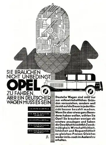 9 x Original-Werbung / Anzeigen 1920 ER JAHRE - AUTOMOBILE / OPEL - UNTERSCHIEDLICHE GRÖSSEN