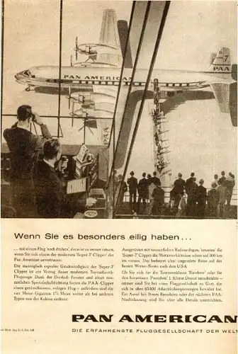 10 x Original-Werbung / Anzeigen 1950 ER JAHRE - FLUGGESELLSCHAFTEN - GANZSEITEN