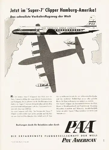 10 x Original-Werbung / Anzeigen 1950 ER JAHRE - FLUGGESELLSCHAFTEN - GANZSEITEN