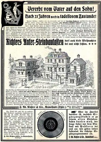 10 x Original-Werbung/ Anzeige 1897 bis 1914 - RICHTER''''S ANKER - STEINBAUKASTEN / RUDOLSTADT / VERSCHIEDENE GRÖSSEN