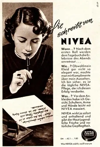 10 x Original-Werbung / Anzeigen 1950 ER JAHRE - NIVEA - UNTERSCHIEDLICHE GRÖSSEN