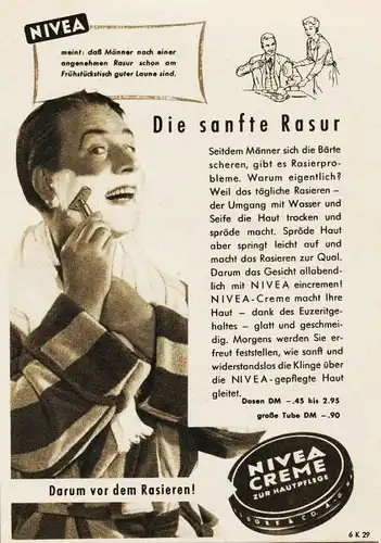 10 x Original-Werbung / Anzeigen 1950 ER JAHRE - NIVEA - UNTERSCHIEDLICHE GRÖSSEN
