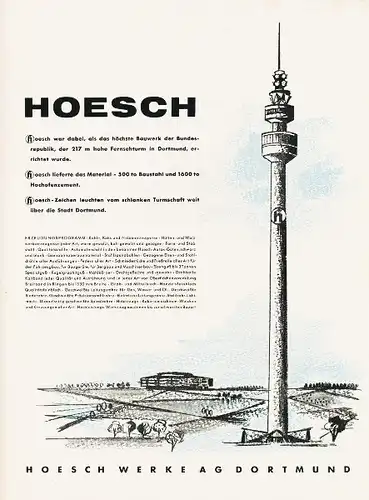 10 x Original-Werbung/ Anzeige 1956 - 1969 - HOESCH / DORTMUND - GANZSEITEN