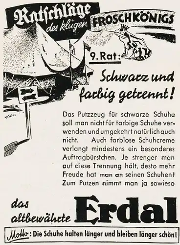 10 x Original-Werbung/ Anzeige 1918 bis 1943 - ERDAL SCHUHPFLEGE - UNTERSCHIEDLICHE GRÖSSEN