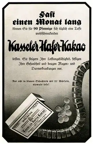 10 x Original-Werbung / Anzeigen 1925 - 1933 - KASSELER HAFER KAKAO - GANZSEITEN