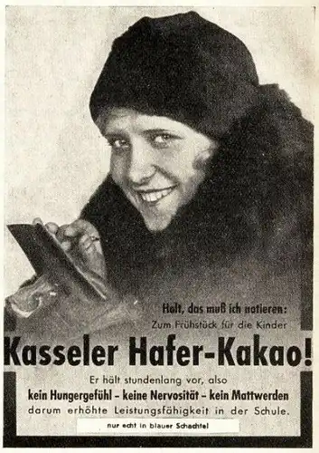 10 x Original-Werbung / Anzeigen 1928 - 1939 - KASSELER HAFER KAKAO - VERSCHIEDENE GRÖSSEN