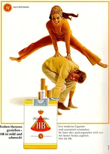 10 x Original-Werbung/ Anzeige 1959 bis 1969 - HB HAUS BERGMANN CIGARETTEN / ZIGARETTEN - UNTERSCHIEDLICHE GRÖSSEN ( 9 GANZSEITEN)