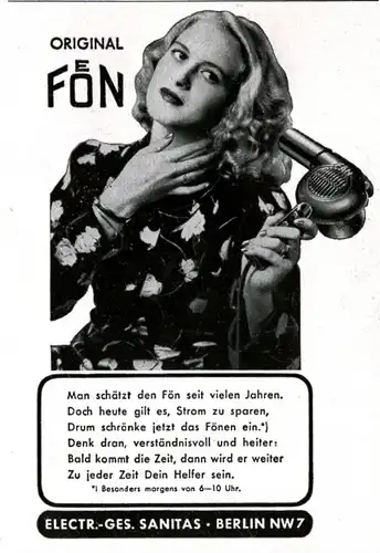 10 x Original-Werbung/ Anzeige 1910 bis 1949 - FÖN - Größe unterschiedlich