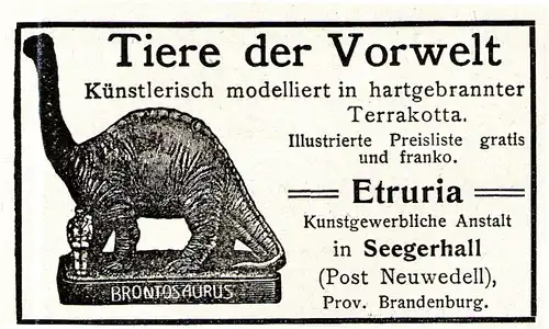 10 x Original-Werbung/ Anzeige 1910 bis 1926 - DINOSAURIER / STEINZEIT / ARTEFAKTE - Größe unterschiedlich